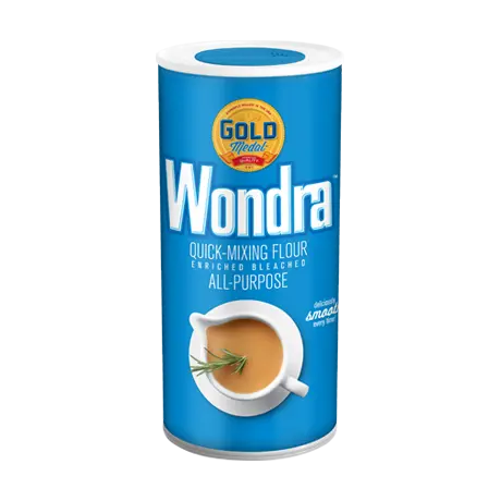 Cylindrical container of Wondra Quick Mixing flour