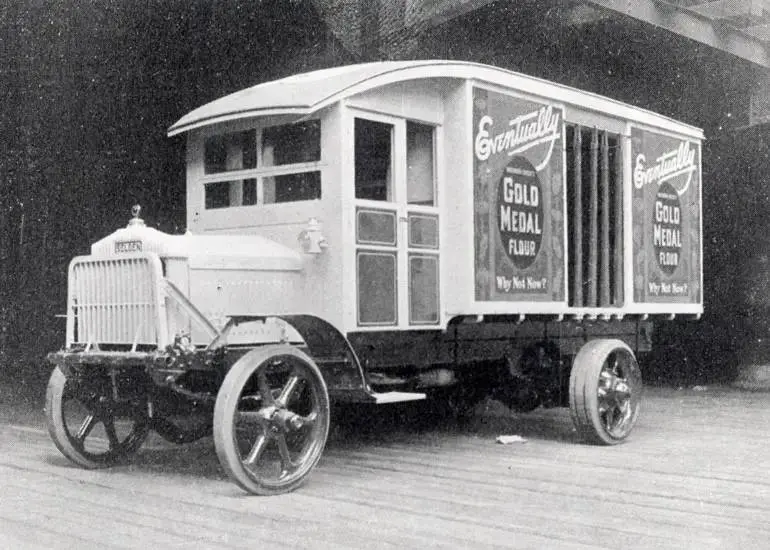 A Gold Medal Flour delivery truck from 1920