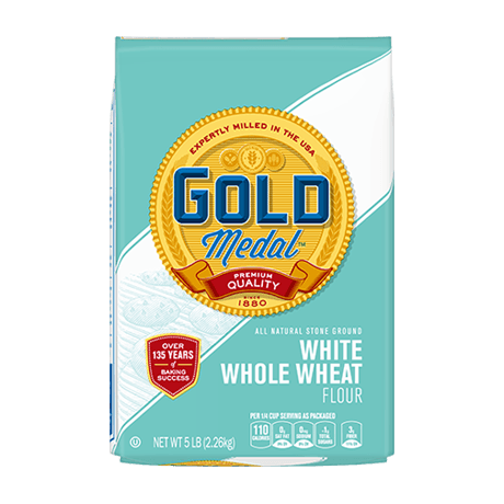 White Whole Wheat Flour 5 pound bag - Light green with white diagonal stripe