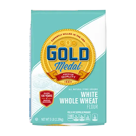 White Whole Wheat Flour 5 pound bag - Light green with white diagonal stripe