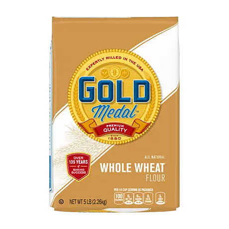 Whole Wheat Flour 5 pound bag - light brown with white diagonal stripe