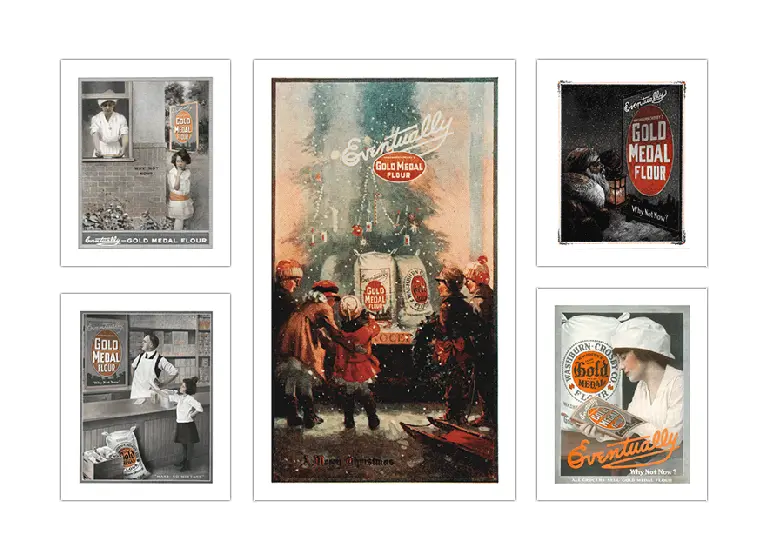 Collage of 1907 ad campaign posters.